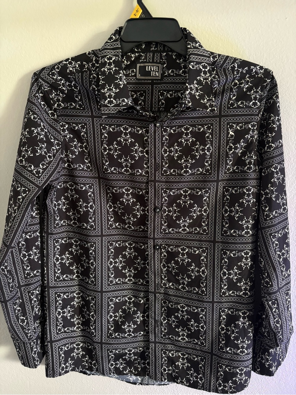 Level Ten Black Printed Button-Up Shirt